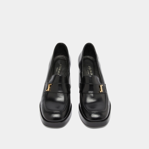 Mocassins avec monogramme en cuir noir | VIOLON | Jonak