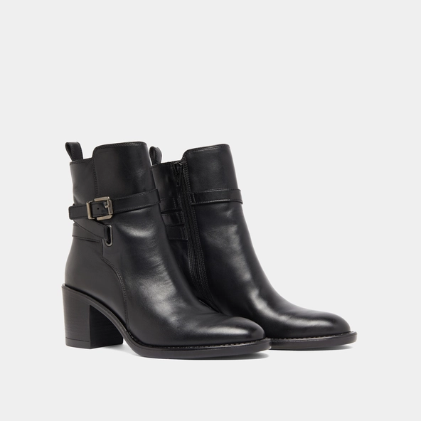 Bottines à talons et boucles en cuir noir | CAJOU | Jonak