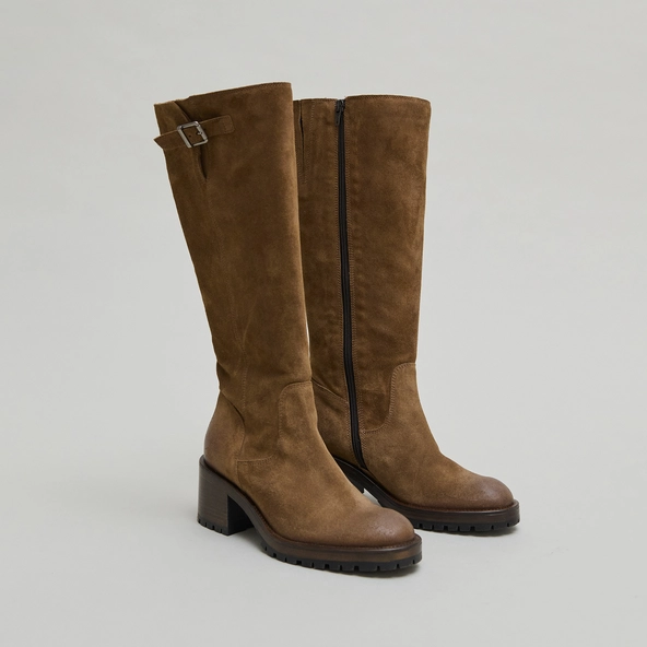 Bottes à semelles crantées en croute taupe | CECILIEN | Jonak
