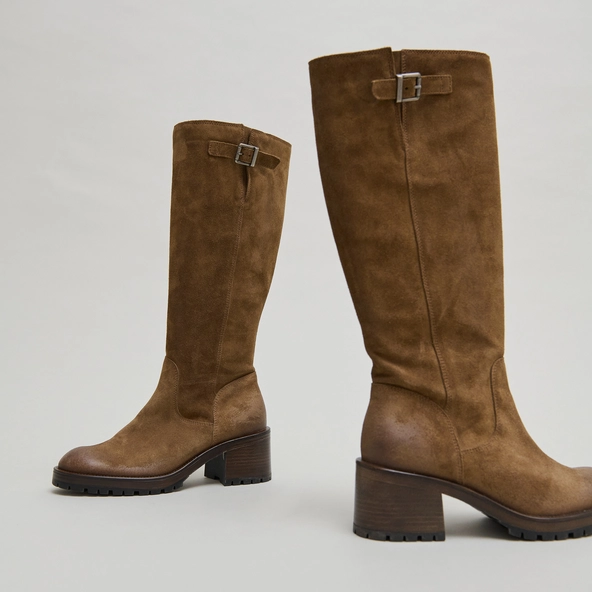 Bottes à semelles crantées en croute taupe | CECILIEN | Jonak
