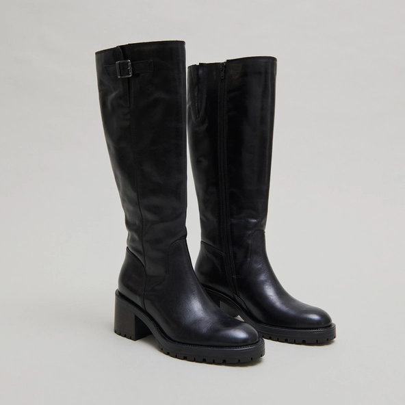 Bottes &agrave; semelles crant&eacute;es en cuir noir | CECILIEN | Jonak
