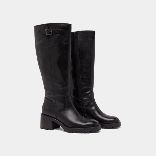 Bottes &agrave; semelles crant&eacute;es en cuir noir | CECILIEN | Jonak