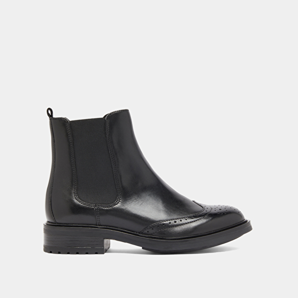 Boots basses à élastiques et détails ajourés en cuir noir | GADDY | Jonak
