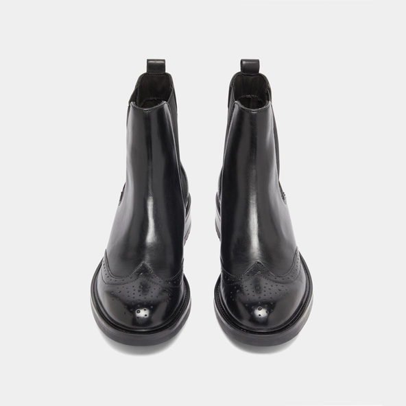 Boots basses &agrave; &eacute;lastiques et d&eacute;tails ajour&eacute;s en cuir noir | GADDY | Jonak