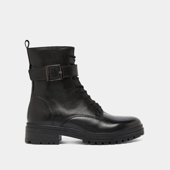 Bottines à lacets et semelles crantées en cuir noir | GIPSY | Jonak