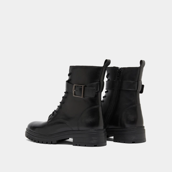 Bottines à lacets et semelles crantées en cuir noir | GIPSY | Jonak