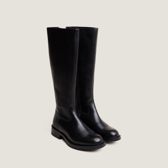 Bottes à talons crantés en cuir noir | GRACIANA | Jonak