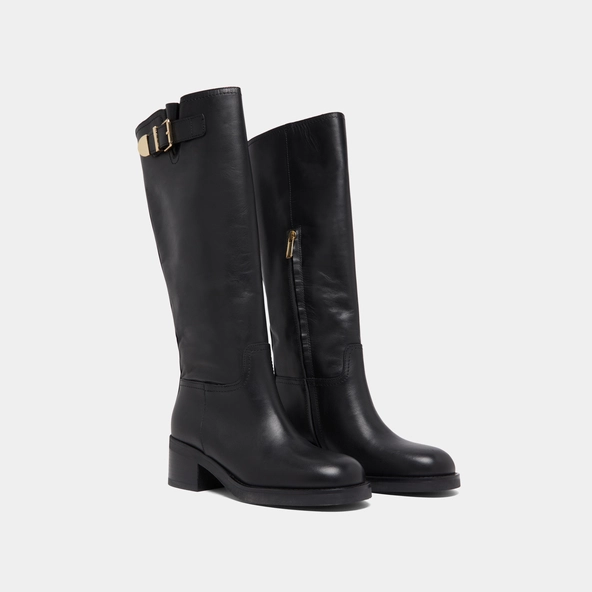 Bottes hautes à boucles en cuir noir | IRENA | Jonak