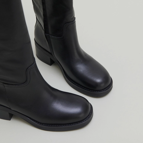 Bottes hautes à boucles en cuir noir | IRENA | Jonak