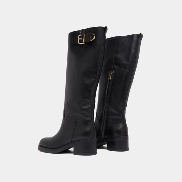 Bottes hautes à boucles en cuir noir | IRENA | Jonak