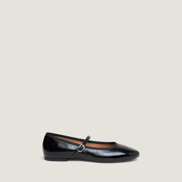 Ballerines à brides en vernis plissé noir | DOUCEUR | Jonak
