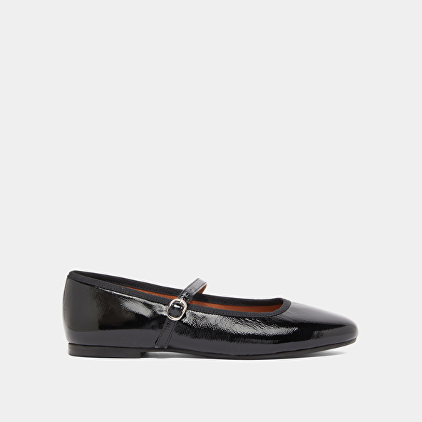 Ballerines à brides en vernis plissé noir | DOUCEUR | Jonak