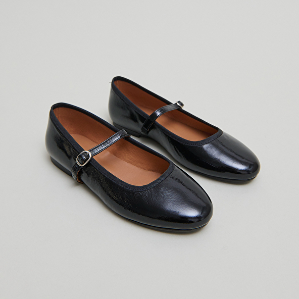 Ballerines à brides en vernis plissé noir | DOUCEUR | Jonak