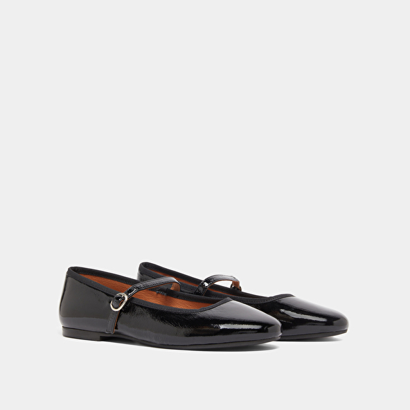 Ballerines à brides en vernis plissé noir | DOUCEUR | Jonak