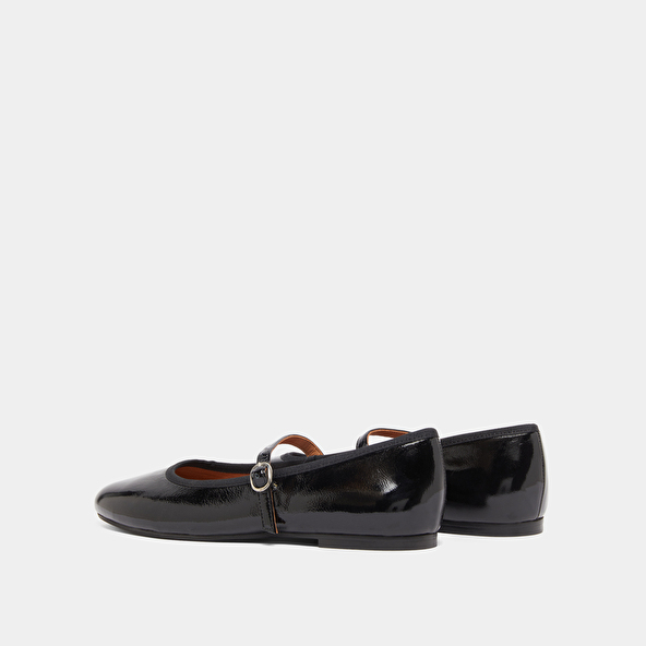 Ballerines à brides en vernis plissé noir | DOUCEUR | Jonak