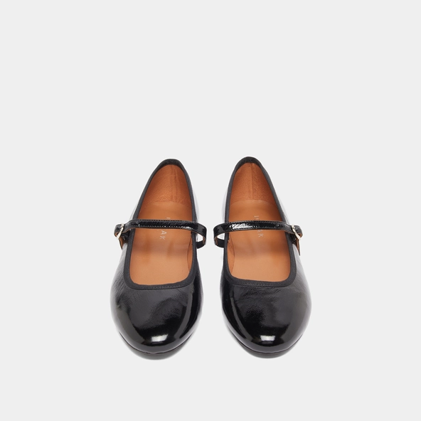 Ballerines à brides en vernis plissé noir | DOUCEUR | Jonak