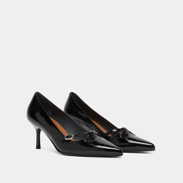 Escarpins &agrave; brides crois&eacute;es en cuir brillant noir | DOUCHKA | Jonak
