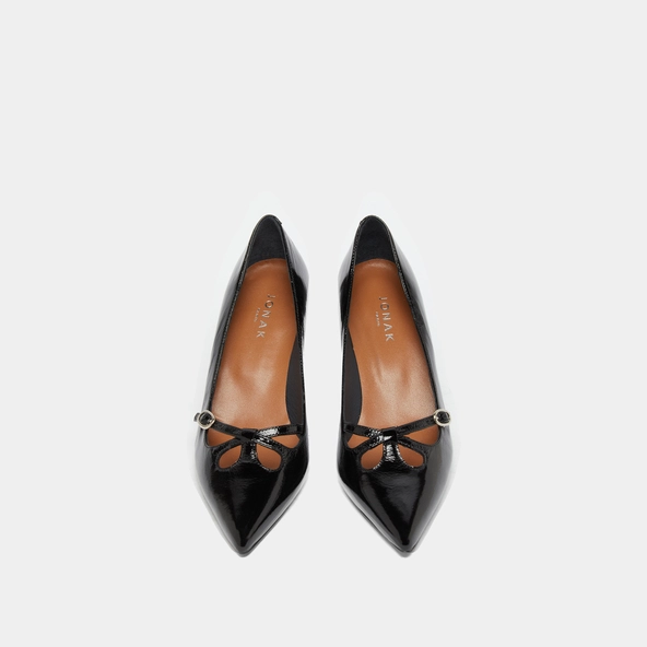 Escarpins &agrave; brides crois&eacute;es en cuir brillant noir | DOUCHKA | Jonak