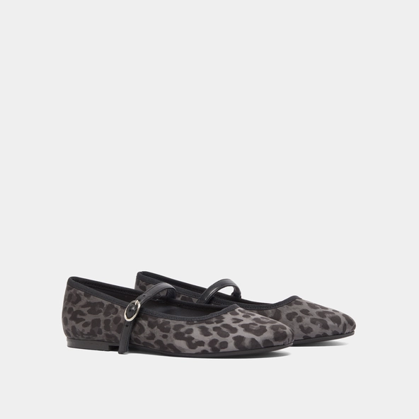 Ballerines à brides en textile léopard gris | DOUCEUR | Jonak