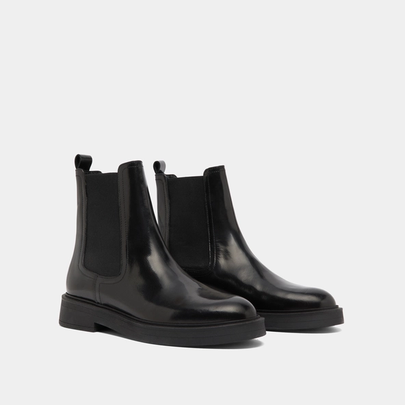 Boots &agrave; bouts ronds en cuir glac&eacute; gris | AGEN | Jonak