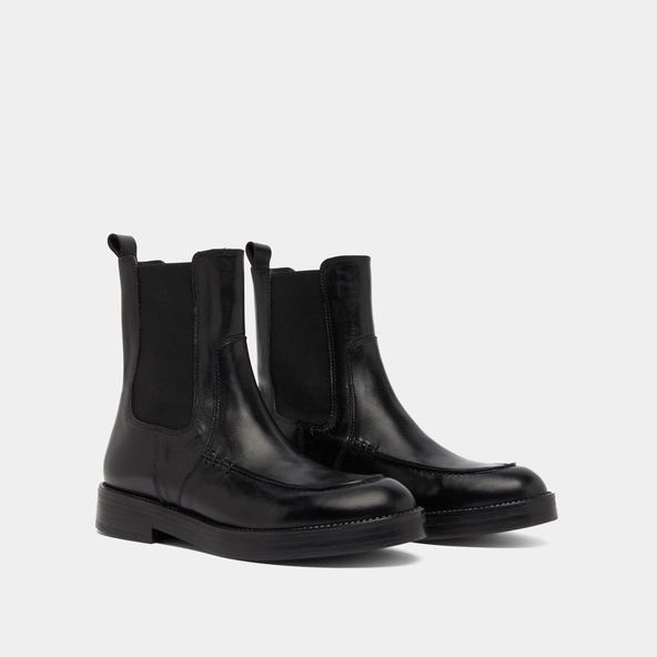 Boots &agrave; &eacute;lastiques larges en cuir noir | ALLAN | Jonak