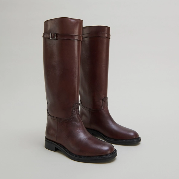 Bottes hautes en cuir patiné cognac | ROMANE | Jonak