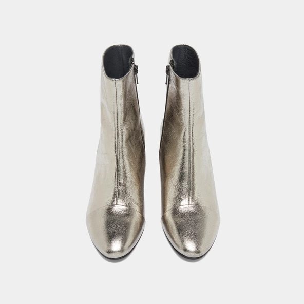 Bottines à talons en cuir métallisé argent foncé | DONIAMA | Jonak