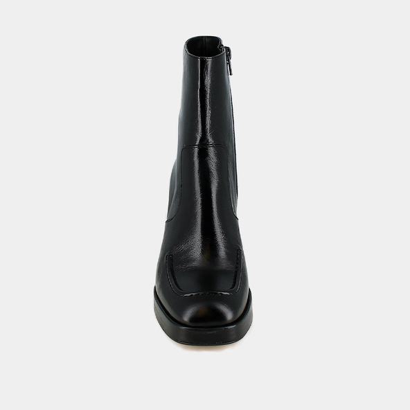 Bottines &agrave; talons et bouts carr&eacute;s en cuir vieilli noir | VERONICA | Jonak