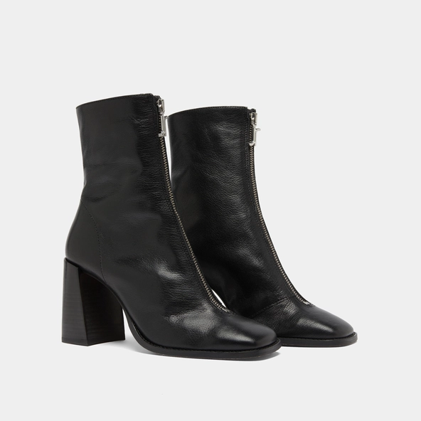 Bottines à talons et fermetures éclairs ... en cuir noir | VANDANA | Jonak