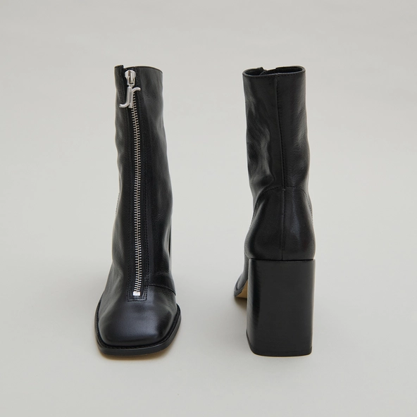 Bottines à talons et fermetures éclairs ... en cuir noir | VANDANA | Jonak