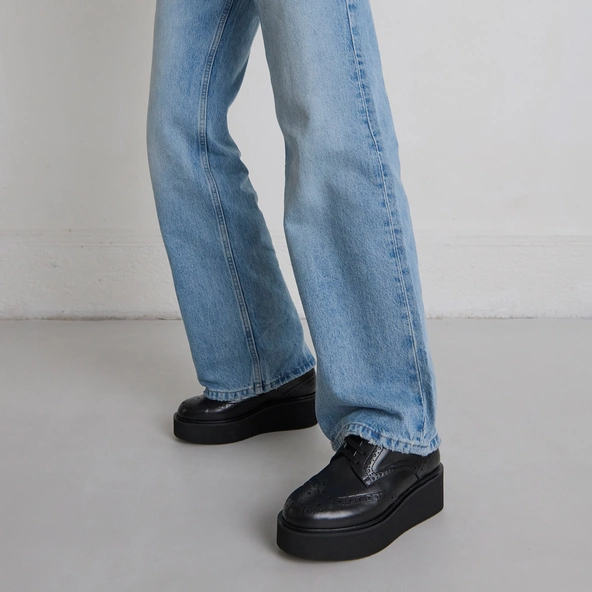 Derbies compens&eacute;es en cuir noir | ADRIELLE | Jonak