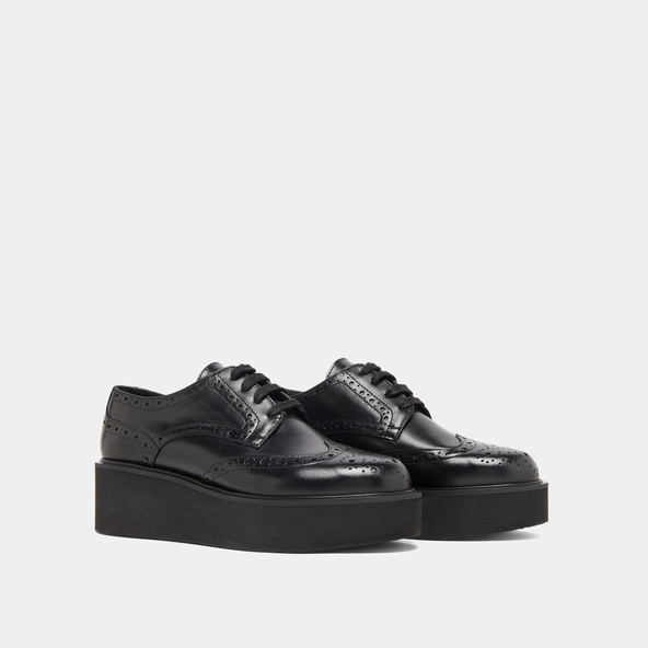 Derbies compens&eacute;es en cuir noir | ADRIELLE | Jonak
