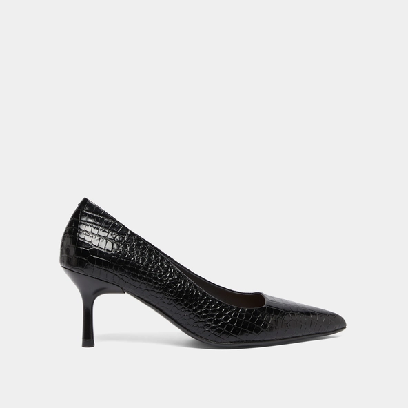 Escarpins &agrave; bouts pointus en cuir reptile noir | DUNDEE | Jonak