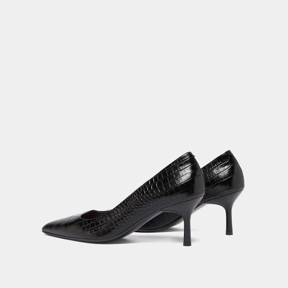 Escarpins &agrave; bouts pointus en cuir reptile noir | DUNDEE | Jonak