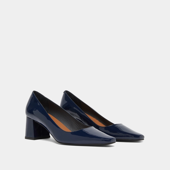 Escarpins &agrave; talons recouverts en vernis bleu | DULINA | Jonak