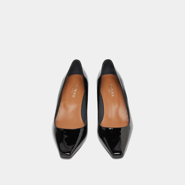 Escarpins &agrave; talons recouverts en vernis noir | DULINA | Jonak
