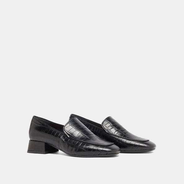 Mocassins à bouts arrondis en cuir reptile noir | DYNAMIC | Jonak