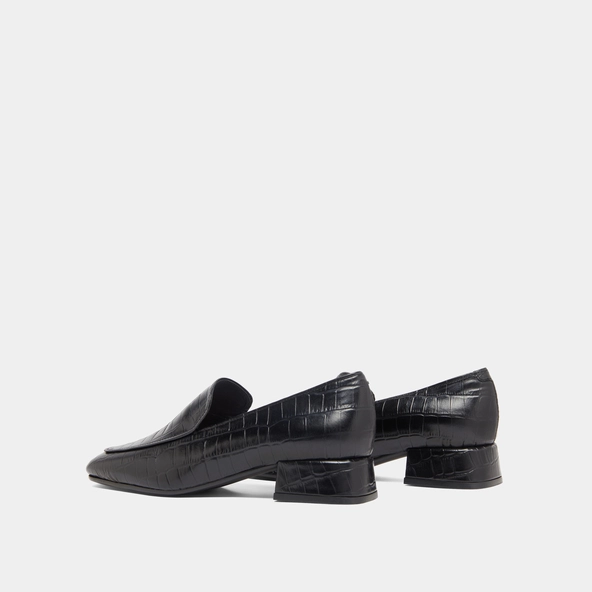 Mocassins à bouts arrondis en cuir reptile noir | DYNAMIC | Jonak