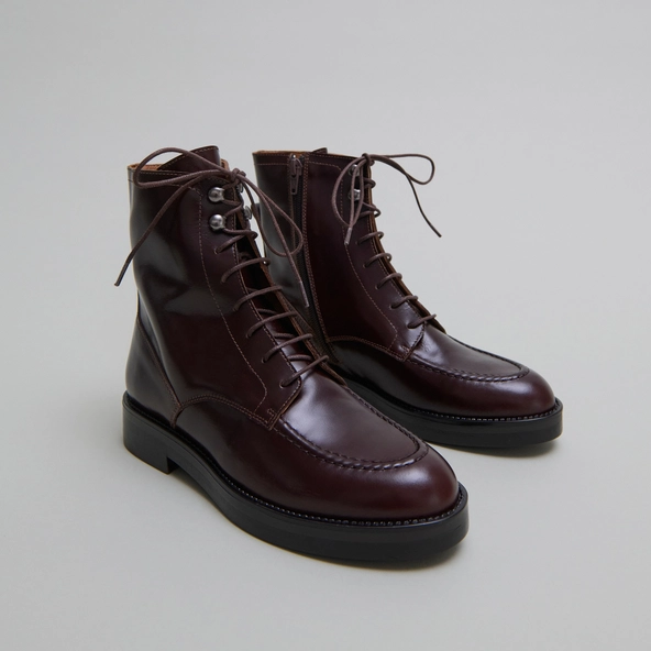 Boots &agrave; lacets en cuir marron | ALIDA | Jonak