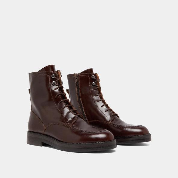 Boots &agrave; lacets en cuir marron | ALIDA | Jonak
