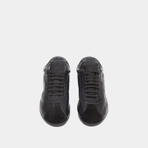 Baskets à lacets en croute et cuir noirs | DABON | Jonak