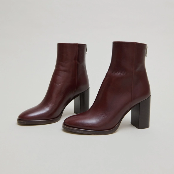 Bottines à talons en cuir patiné marron | DEEP | Jonak