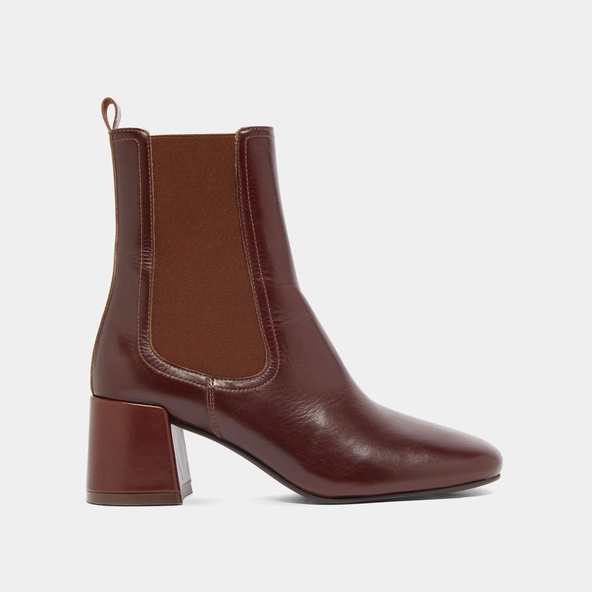 Bottines à talons et élastiques en cuir marron | DENON | Jonak
