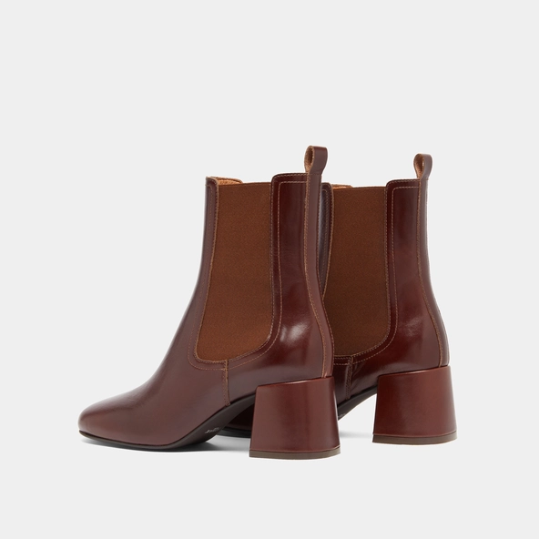 Bottines à talons et élastiques en cuir marron | DENON | Jonak