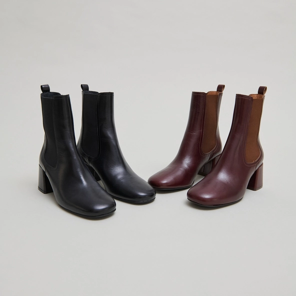 Bottines à talons et élastiques en cuir marron | DENON | Jonak