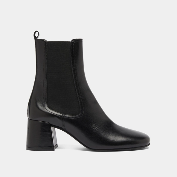 Bottines à talons et élastiques en cuir noir | DENON | Jonak
