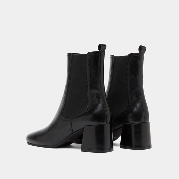 Bottines à talons et élastiques en cuir noir | DENON | Jonak