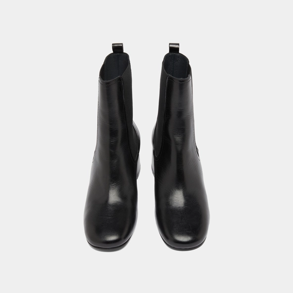 Bottines à talons et élastiques en cuir noir | DENON | Jonak
