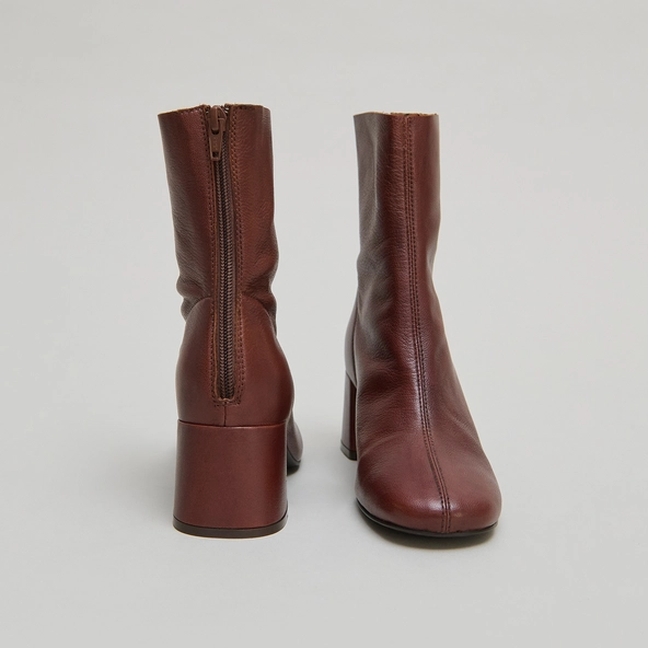 Bottines à fermetures éclairs arrières..... en cuir grainé marron | DENONIE | Jonak