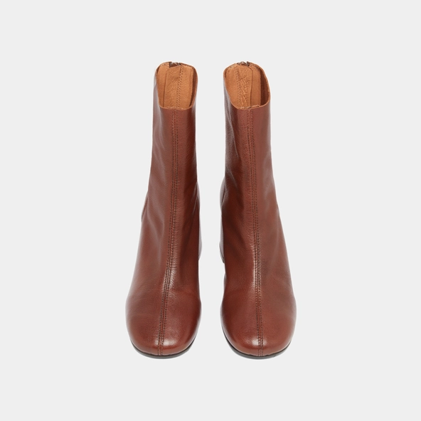 Bottines à fermetures éclairs arrières..... en cuir grainé marron | DENONIE | Jonak